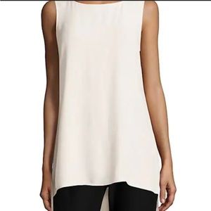 Eileen Fisher Silk Long Hi Lo Tunic Shell Top, Bone colour size XL